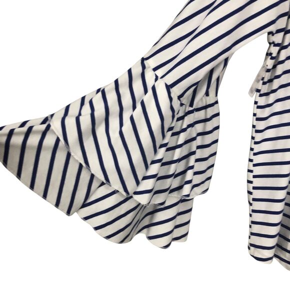 NWT Umgee Navy & White Striped Nautical Tunic w/Layered Peplum Sleeves SZ 1X - Picture 2 of 8